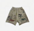 SSSAINT LOUIS Grunge Graphic Fleece Shorts