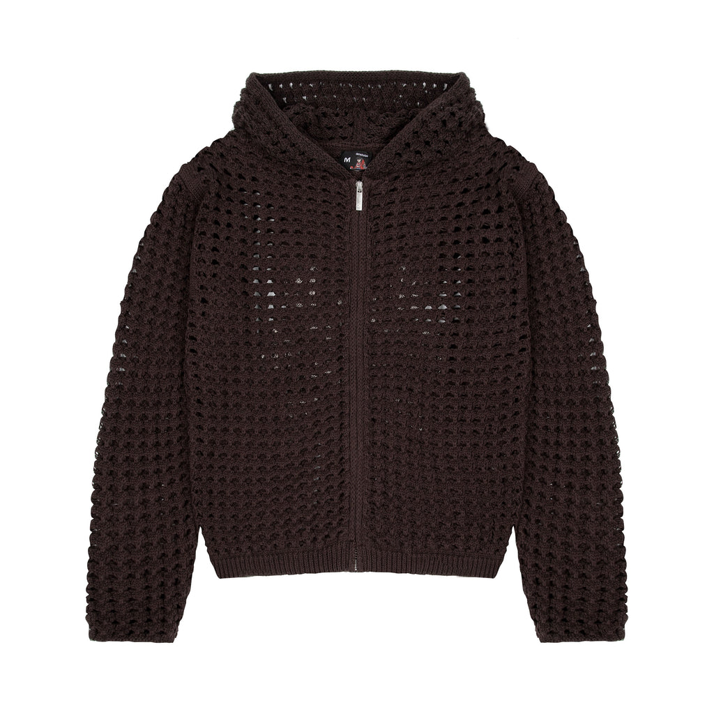 Derschutze "aziza" crochet zip up brown