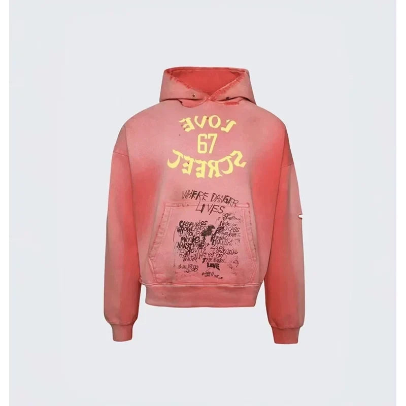 PALY Hollywood "Love Street" Gradient Graphic Hoodie - Red