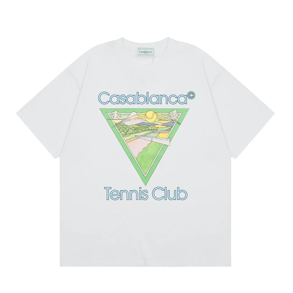 Casablanca Tennis Club Triangle Graphic T-Shirt - White