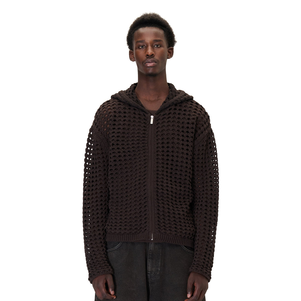 Derschutze "aziza" crochet zip up brown