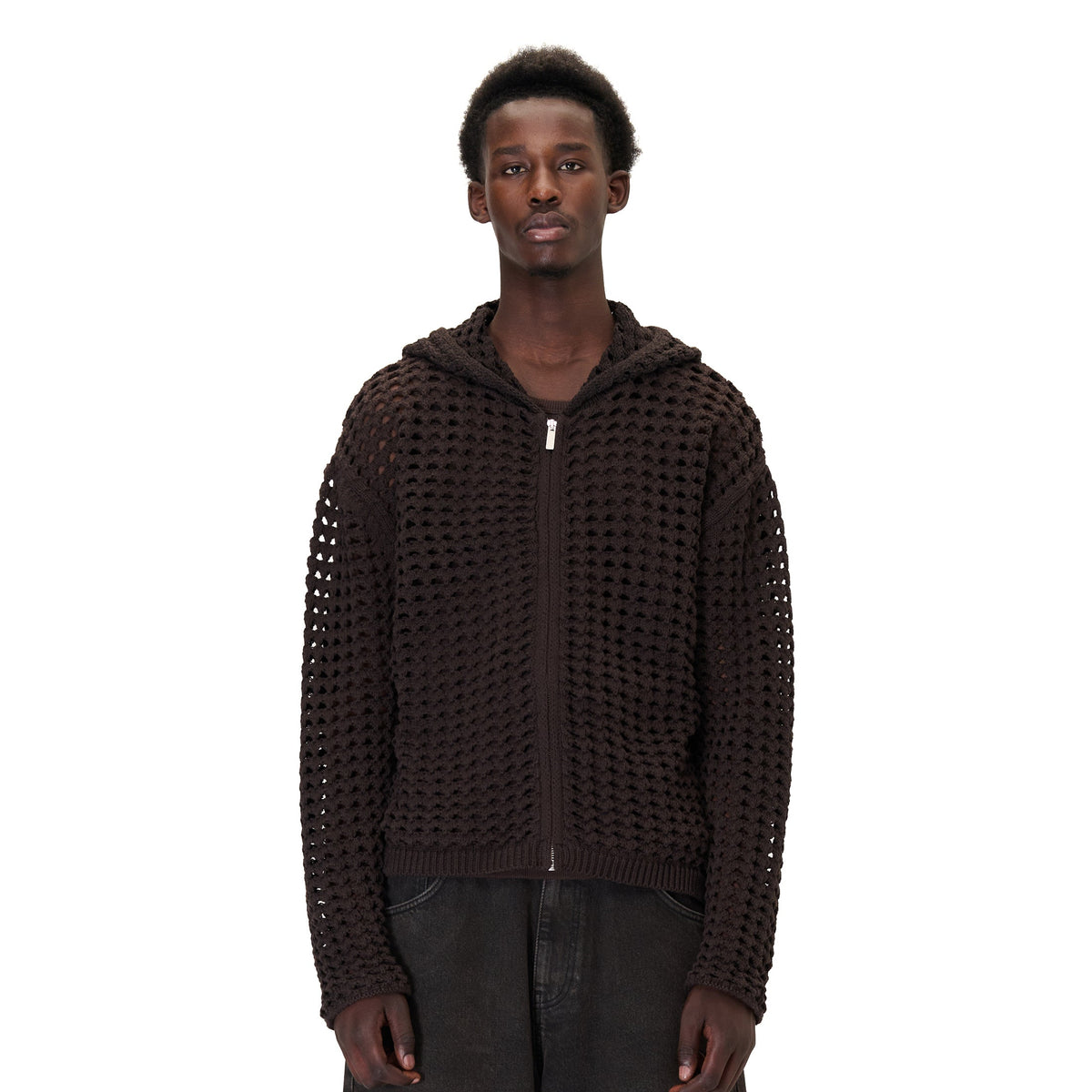 Derschutze "aziza" crochet zip up brown